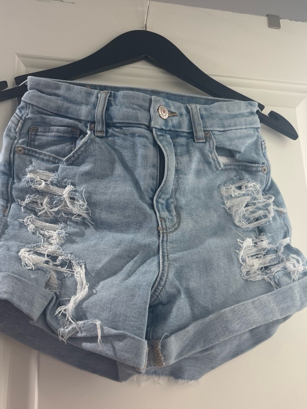American Eagle Outfitters Light Wash Distressed Denim Shorts